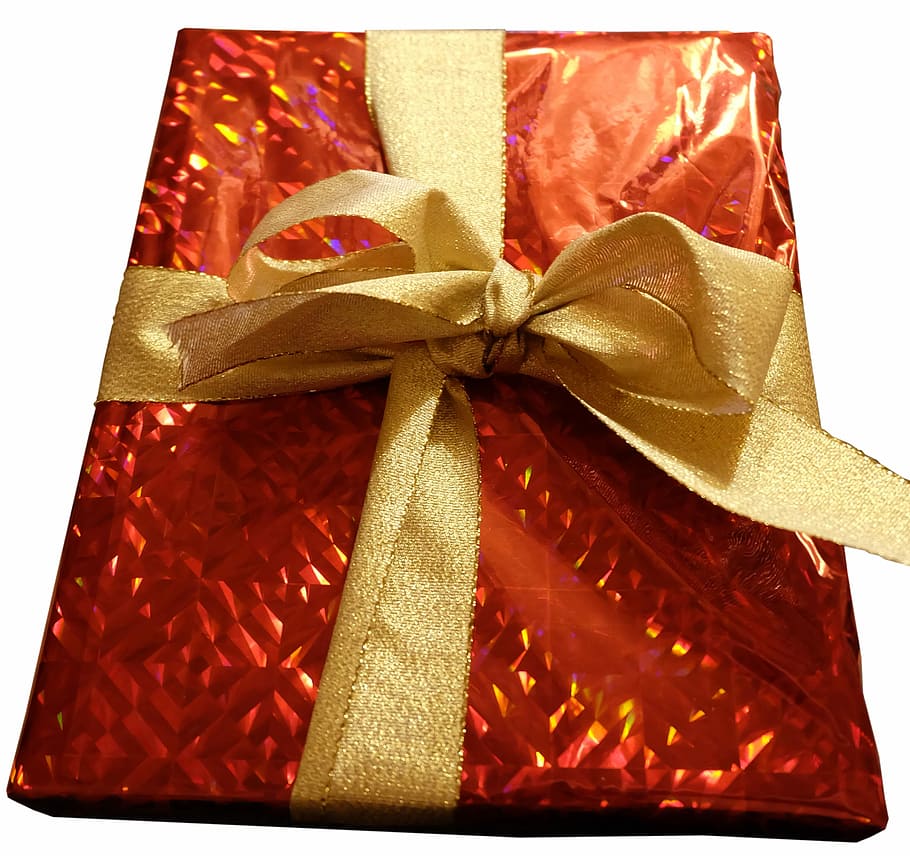 Natal, Embalagem, Embalado, Loop, presente, feito, papel de embrulho, vermelho, advento, dar