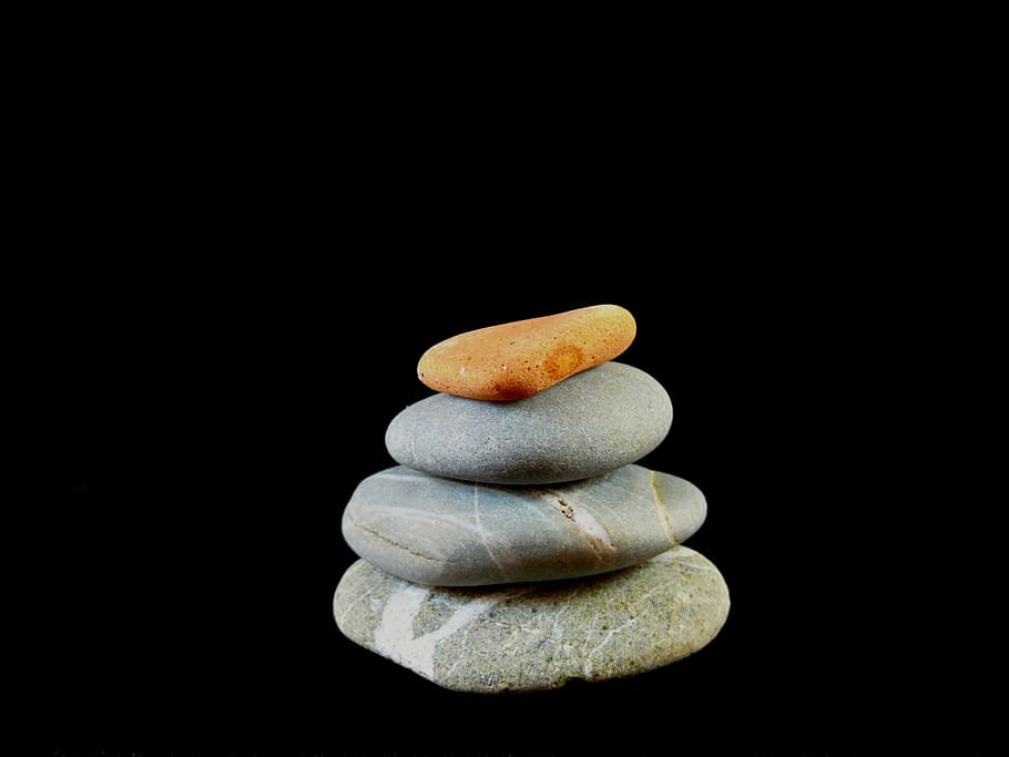 three, gray, one, brown, pebbles, zen, balance, tranquility, stones, nature