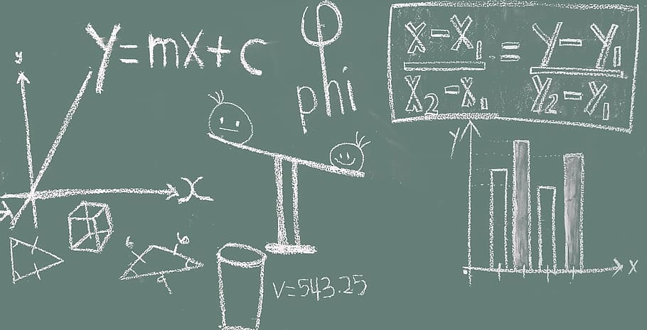 mathematical equations, math, blackboard, education, classroom, chalkboard, chalk, learning, formula, scale