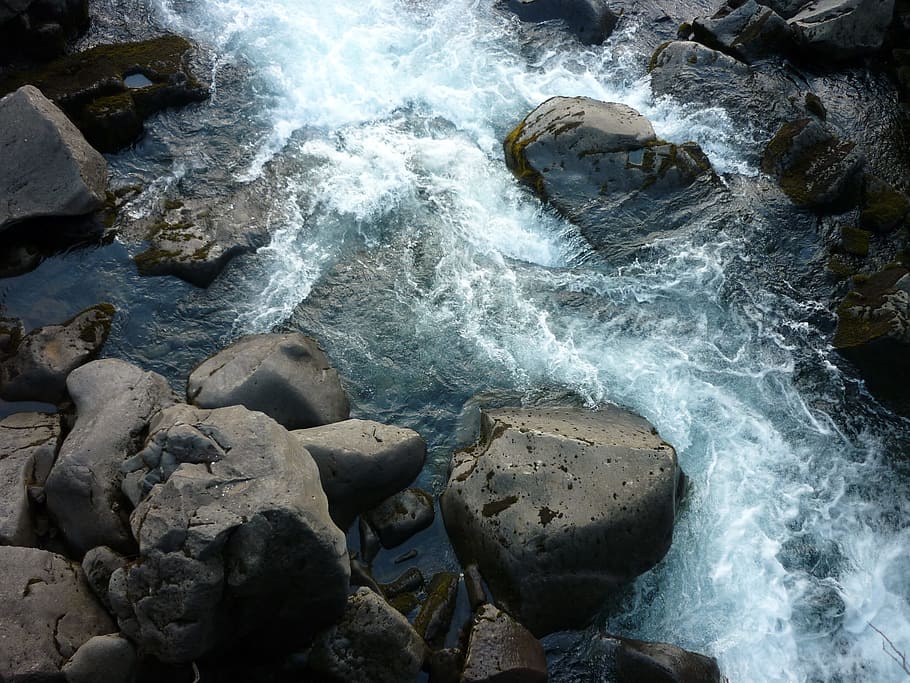 Água, Rocha, rio, branco, natureza, azul, ao ar livre, corrente, pedra, rocha - objeto