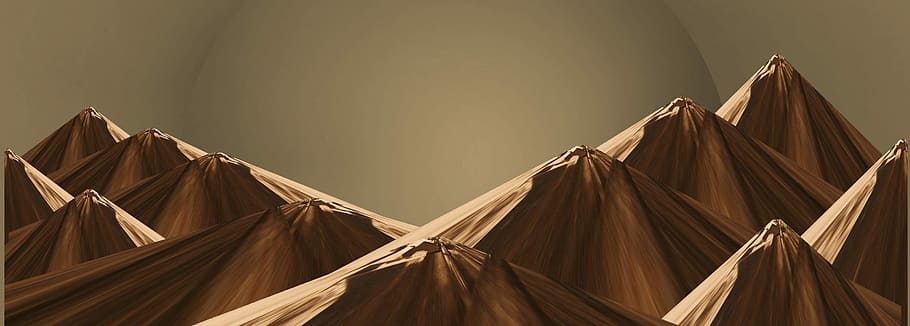 painting, brown, mountains, planet, sky, moon, solar system, panoramic, banner, header