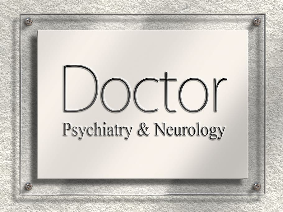 black, text, white, background, doctor, door sign, nameplate, psychiatry, neurology, sign