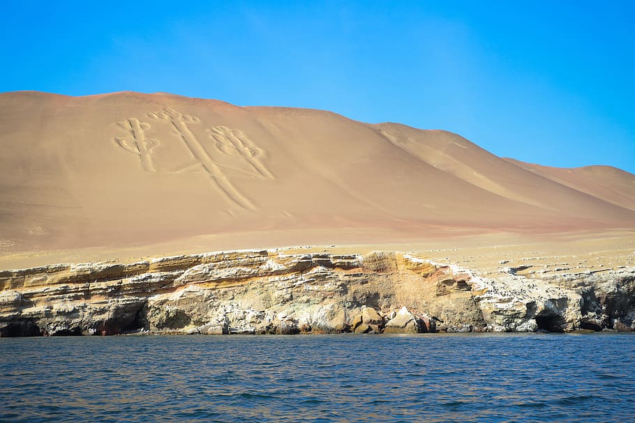 desierto, río, durante el día, Paracas, Mar, Líneas de Nazca, Isla, Perú, islas ballestas, viento