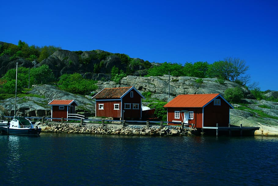 Suecia, costa, mar, archipiélago, agua, estructura construida, casa, arquitectura, edificio, exterior del edificio