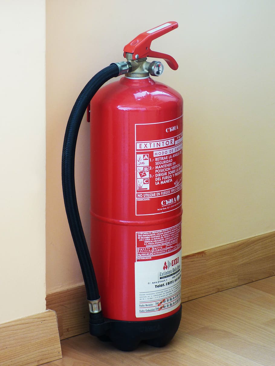 fire extinguisher, fire, security, prevention, red, emergency equipment, indoors, text, wall - building feature, communication