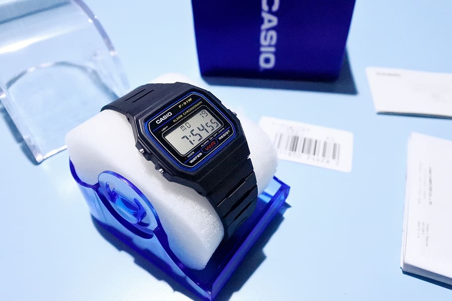 casio, vintage, clock, fashion, technology, communication, blue, accuracy, number, wireless technology