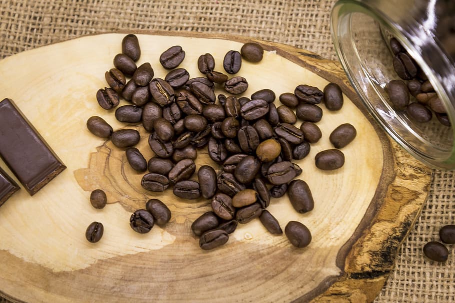 コーヒー, 種子, ブラウン, コーヒー種子, カプチーノ, エスプレッソ, コーヒーグラインダー, まな板, 木材, 木