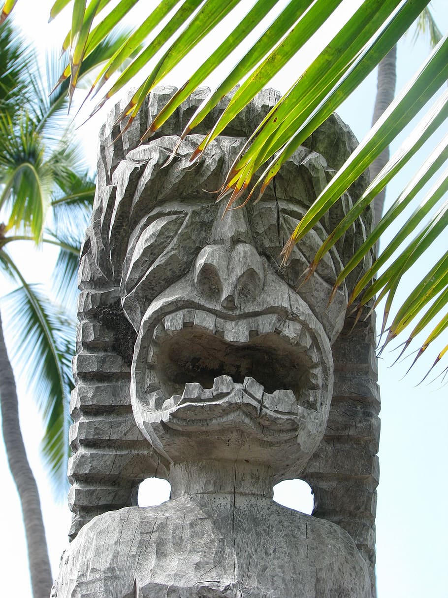 Ídolo, Assustador, Havaí, De madeira, Cultura, escultura, tribal, estátua, velho, antigo