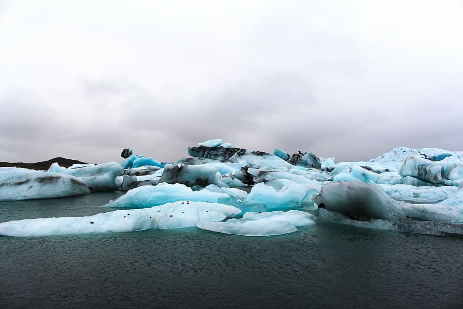 icebergs, agua, branco, nuvens, timelapse, fotografia, nublado, céu, dia, iceberg