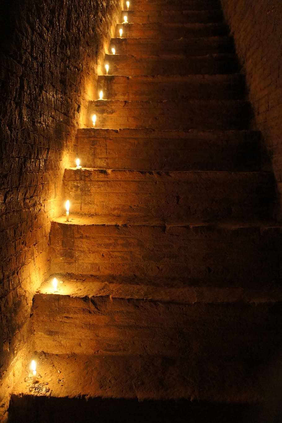 Rise, Stairs, Staircase, Stone, Stairway, stone stairway, go up, candles, steps, architecture