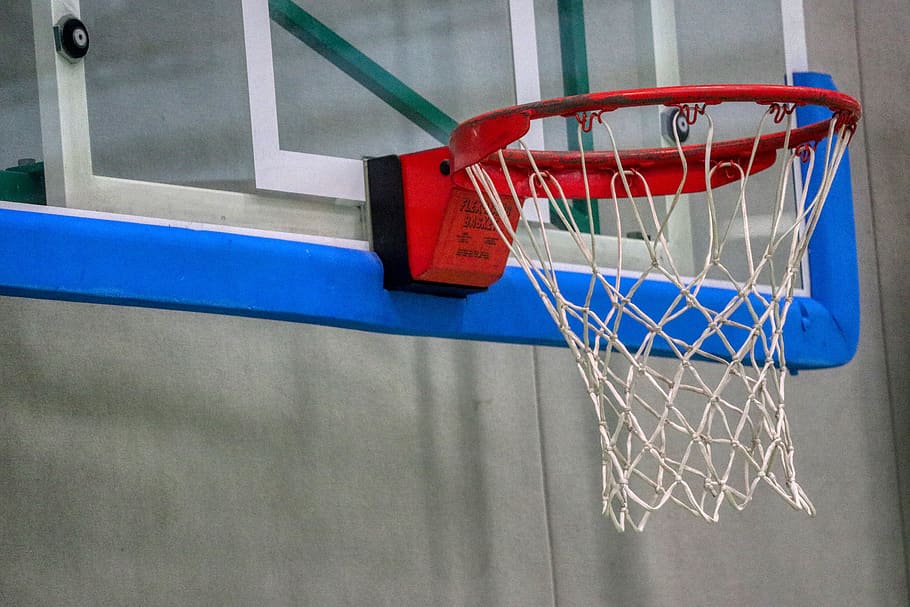 basketball, basket, sport, equipment, basketball hoop, red, basketball - sport, blue, net - sports equipment, day