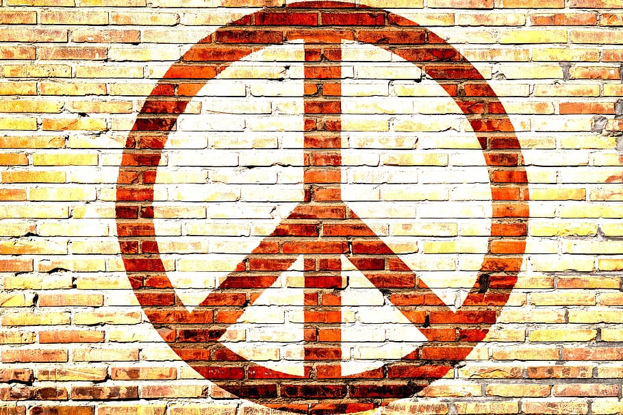 peace, love, dom, symbol, brick, brick wall, wall - building feature, wall, red, communication