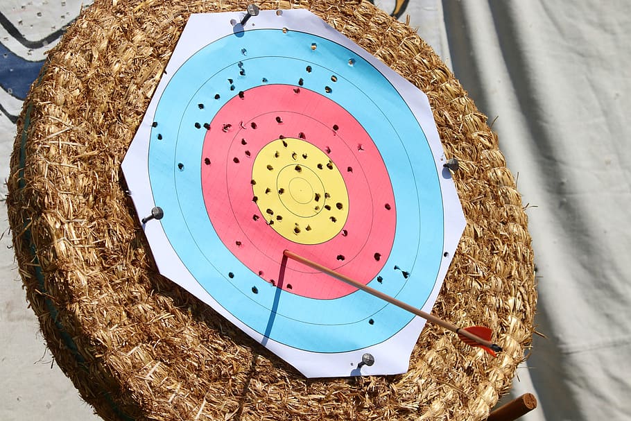 target, arrow, archery, holes, one-shots, delivering, meeting, play, bogensport, marksmanship