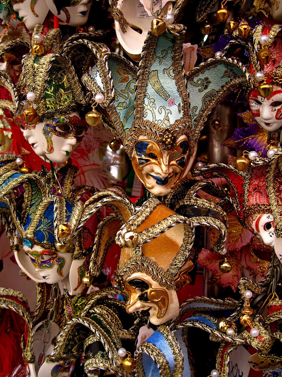 Veneza, máscaras, carnaval, mascarada, máscara veneziana, festival, mascarar, arte e artesanato, representação humana, mascarar - disfarçar