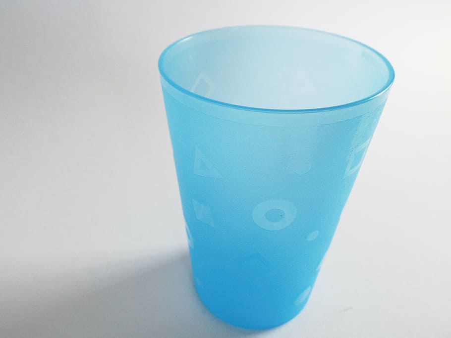 vaso, vasos de plástico, bebida, bebidas, colorido, azul, plástico, objeto único, comida y bebida, desechable