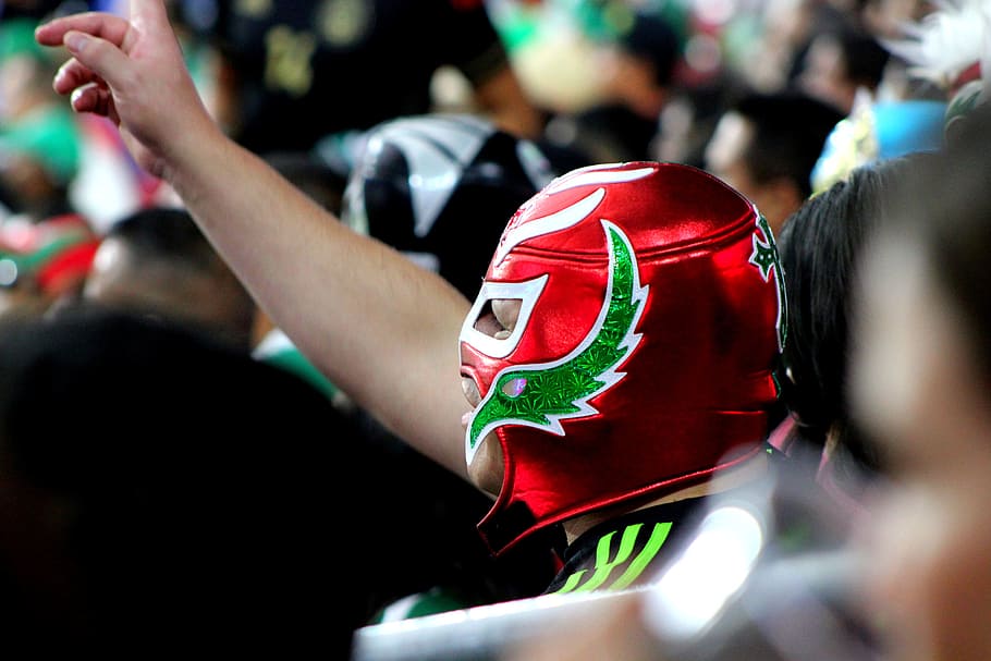 マクロ撮影写真, 男, 身に着けている, レイミステリオマスク, メキシコ, レスリング, マスク, メキシコサッカー, 人々, 観客