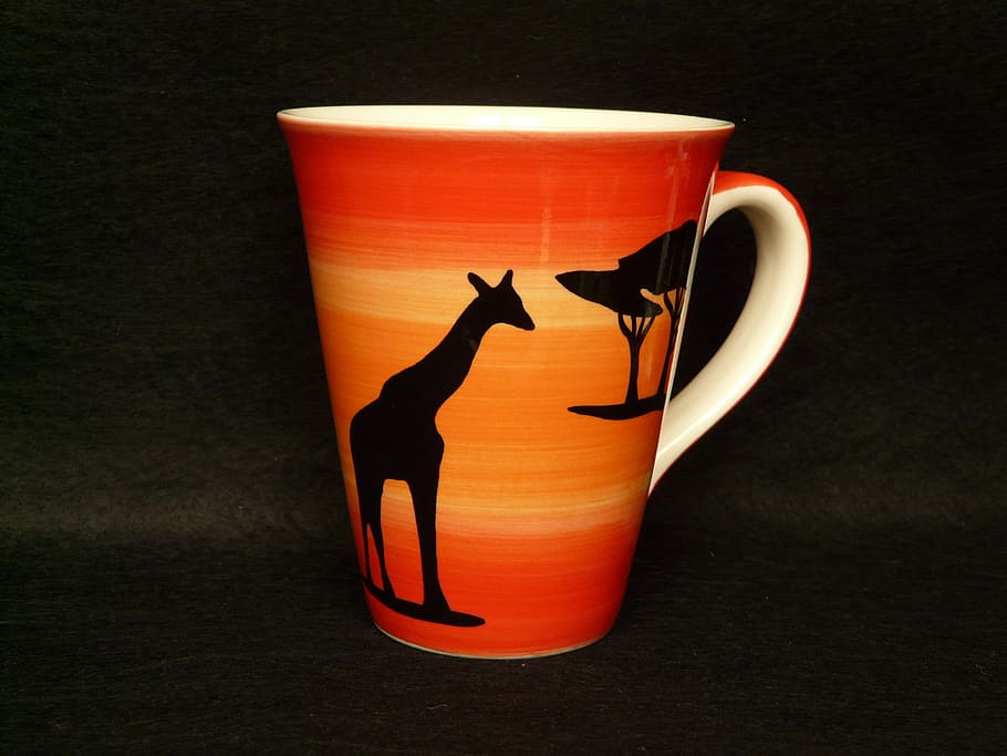 Coffee Cup, Giraffe, Africa, cup, colorful, color, drink, coffee, henkel, orange color