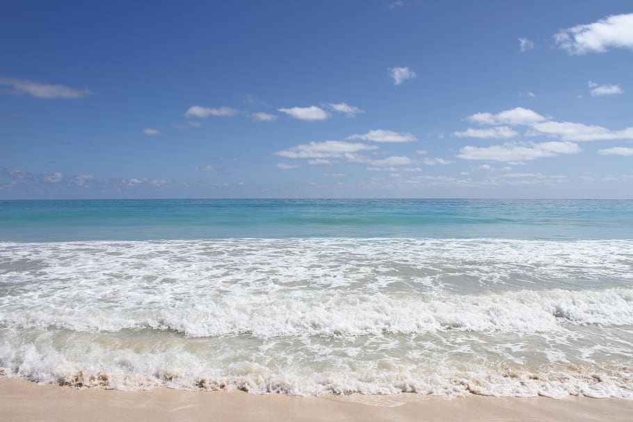 playa, hawaii, waikiki, mar, agua, tierra, cielo, horizonte sobre el agua, horizonte, pintorescos - naturaleza