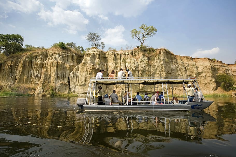 group, people, riding, boat, body, water, daytime, murchison national park, uganda, tourists