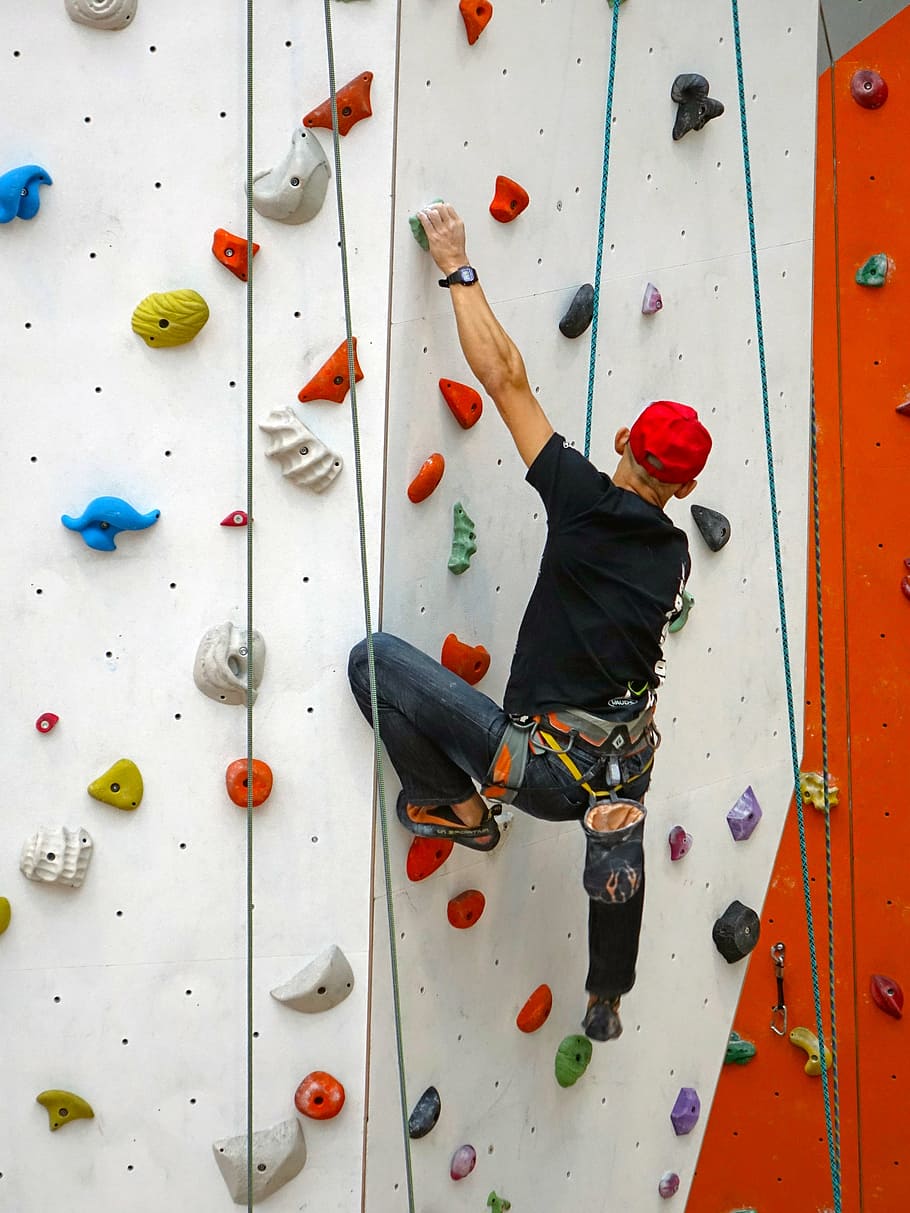 escalada, cuerda, rappel, pared, roca, extremo, deporte, actividad, recreación, en interiores