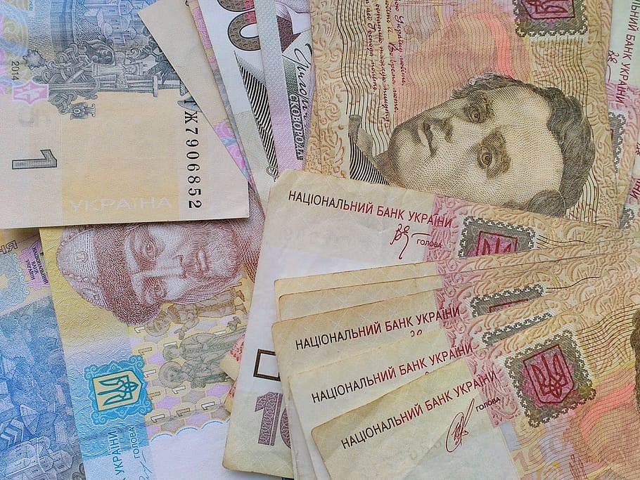 uang, hryvnia, hryvnia ukraina, ukraina, mata uang, tagihan, uang tunai, simbol mata uang, ekonomi, uang kertas