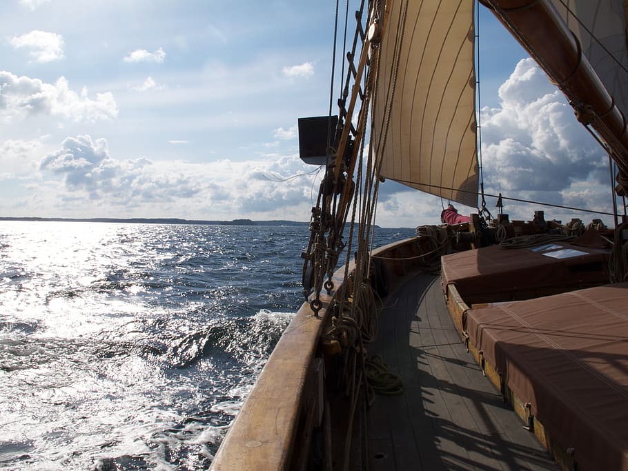 sailing, sea, solar, sailboat, the stockholm archipelago, blue sky, boat, water, sky, cloud - sky