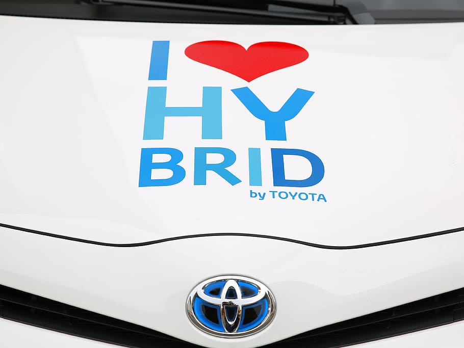 i love, hybrid, toyota poster, auto, hybrid vehicle, hybrid car, vehicle, toyota, small car, environmentally friendly