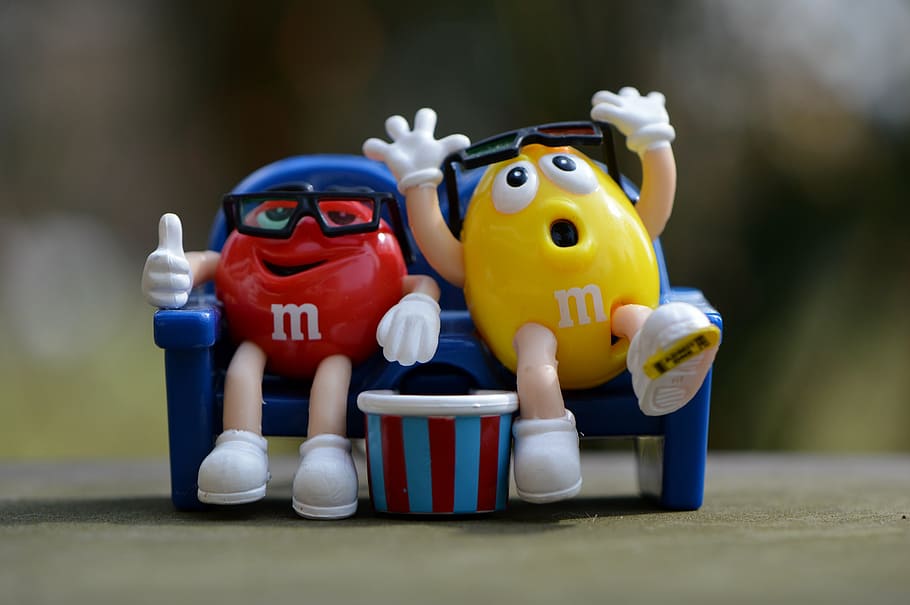 m&m figure, m m's, candy, funny, fun, 3-d glasses, toy, plastic, representation, childhood