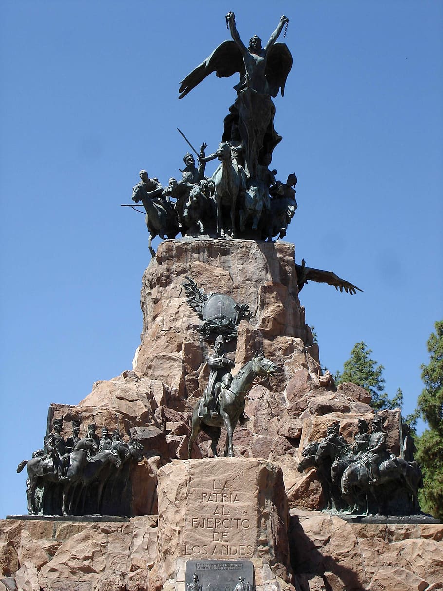 exército, andes, mendoza, argentina, monumento, exército dos andes, fotos, domínio público, estátua, escultura