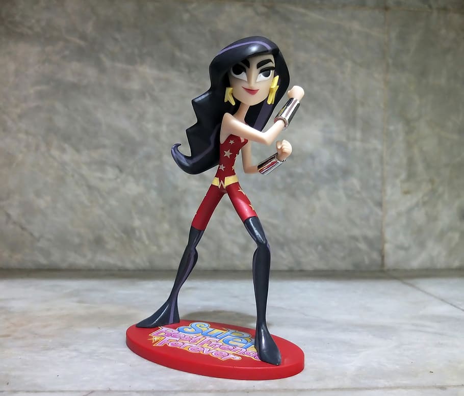 young, girl, wonder, dc, comic, cartoon, character, painted, plastic, high