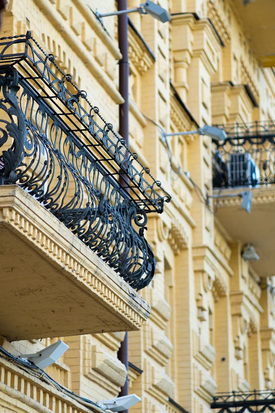 balcony, house, yellow, architecture, the façade of the, window, balconies, building exterior, built structure, building