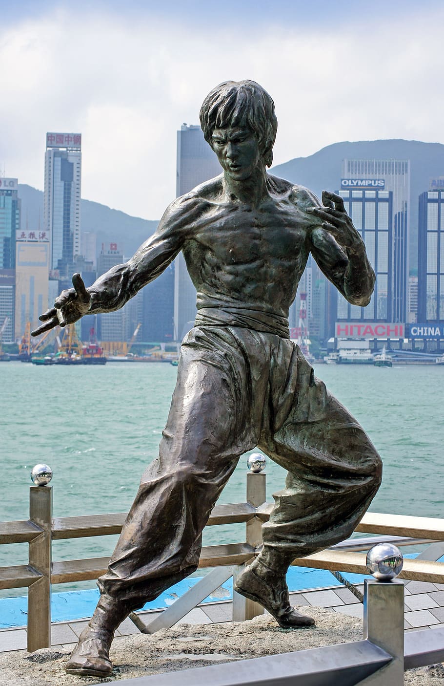 Bruce Lee, Hong Kong, porto de kong kong victoria, chinês, chute, estátua, figura, escultura, cidade, monumento