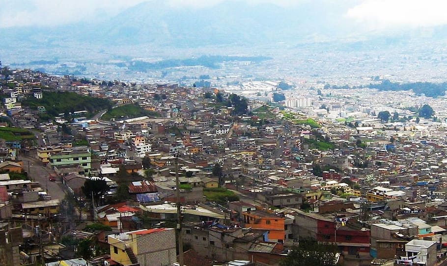 Ecuador, capital, quito, paisaje urbano, abarrotado, arquitectura, exterior del edificio, ciudad, día, estructura construida