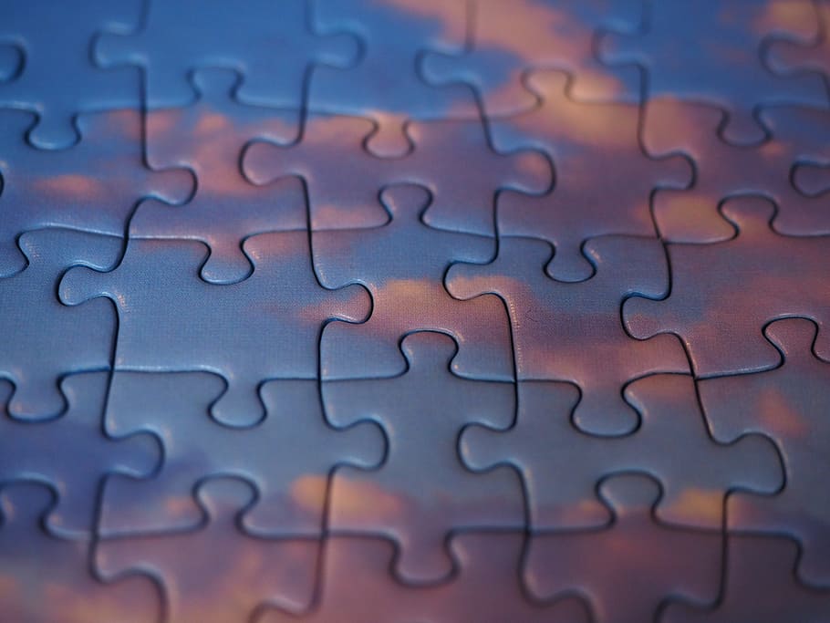 sky jigsaw puzzle, sky, pieces of the puzzle, items, form, different, put together, puzzle, finish, share