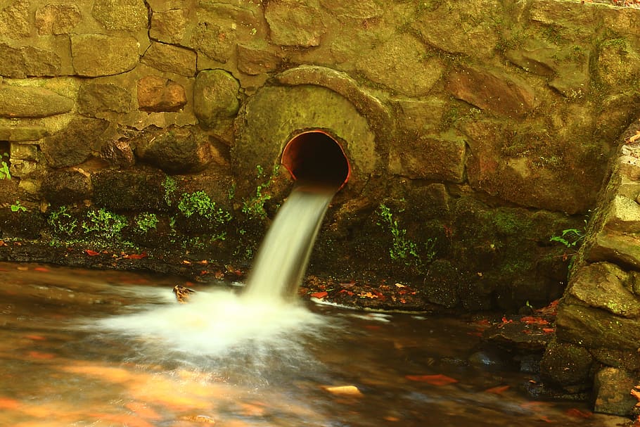 water pipe, water, flow, watercourse, idyllic, waters, mystical, lighting, rainwater, bach