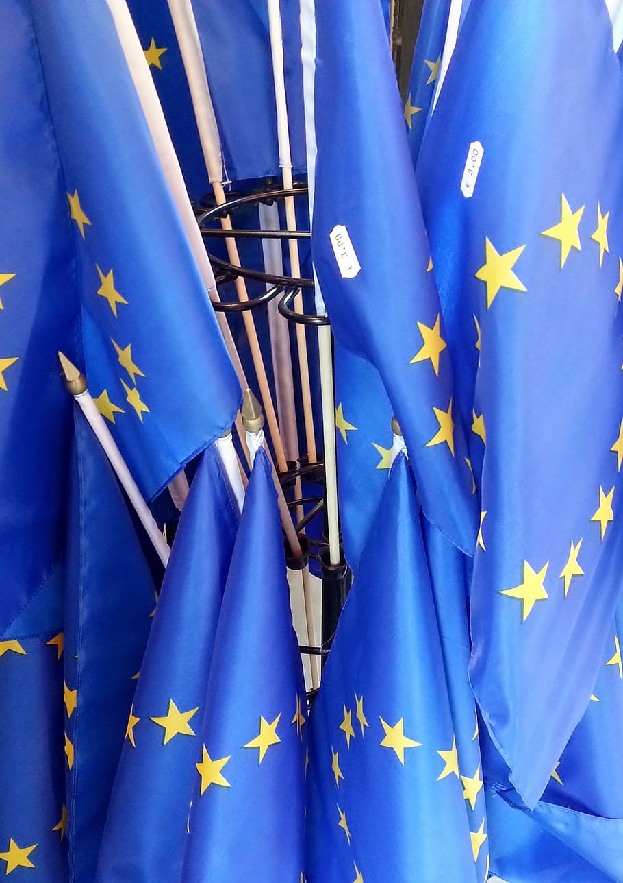 bandeira, ue, europeu, europa, união, símbolo, azul, têxtil, padrão, forma