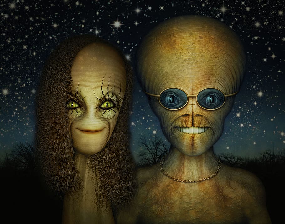 alienígena, casal, extraterrestre, amor, ficção científica, sobrenatural, marciano, astronauta, criatura, moda