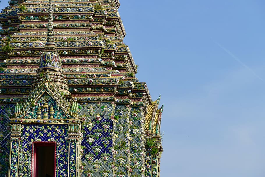 Wat Pho, arquitectura, religión, viajes, antiguo, edificio histórico, templo, budismo, Tailandia, Bangkok