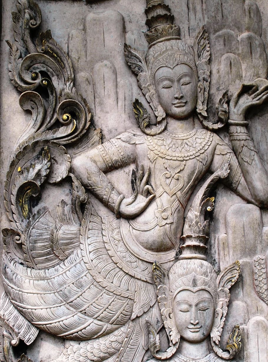 gray, buddha, carved, panel, oriental, mermaid, goddess, love, serene, serenity