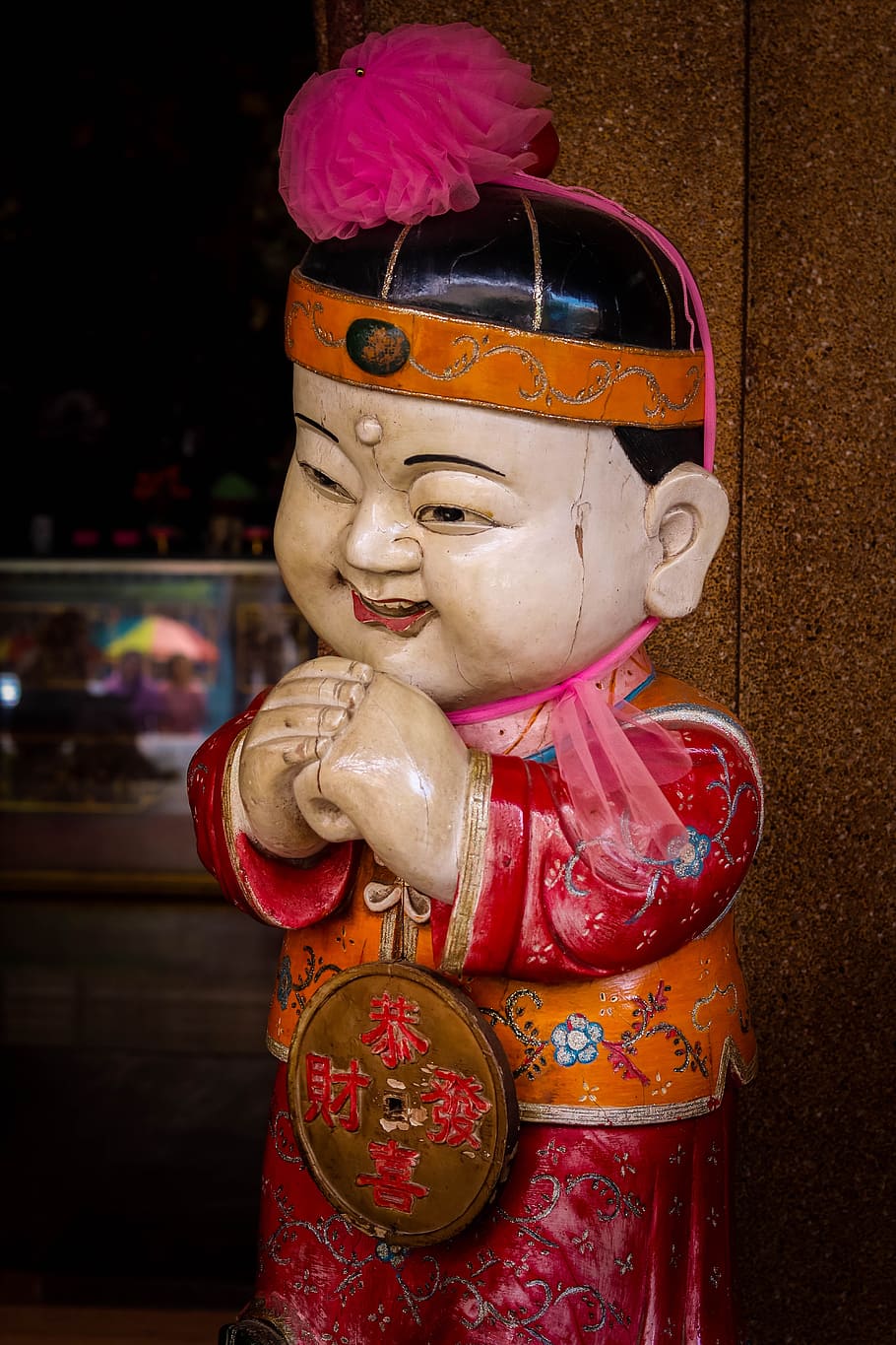 Estátua, boneca, povo chinês, fé, cumprimentos, uma peregrinação, religião, a boneca de porcelana, tailândia, budista