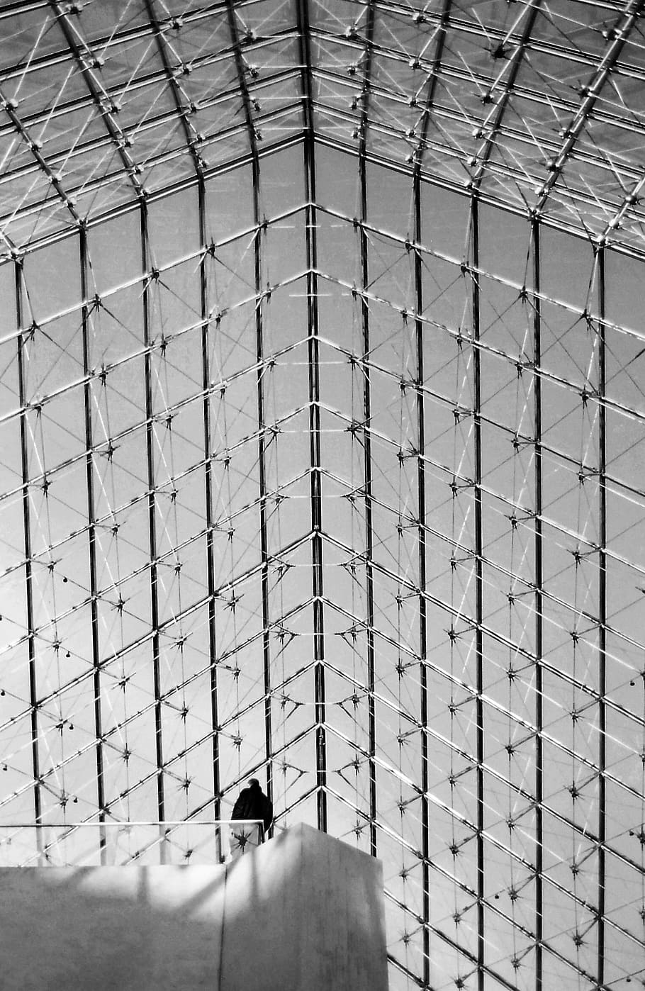 paris, architecture, louvre, museum, street photography, pattern, one person, metal, day, real people