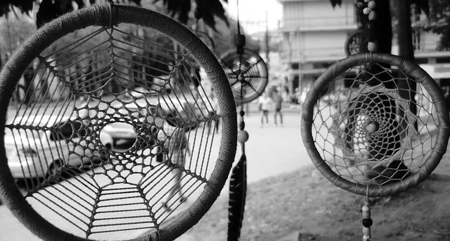 dreamcatcher, dream, abstract, indian, tradition, belief, focus on foreground, metal, basket, close-up