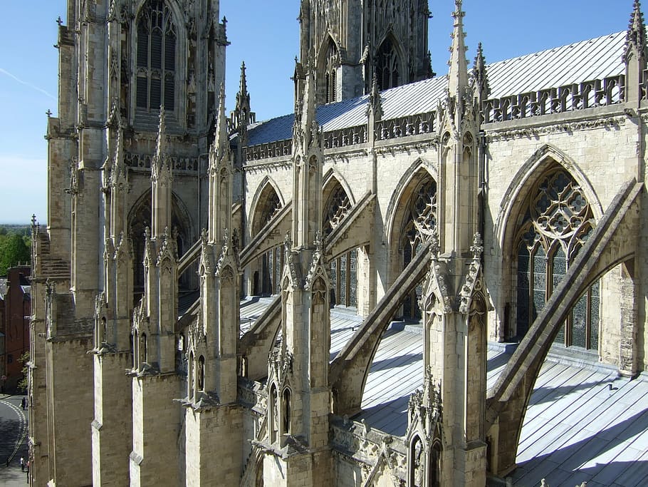 cathedral, buttresses, flying buttresses, gothic, arches, stone, church