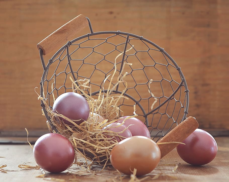 black, metal basket, fruits, easter eggs, egg, colored, colorful, basket, easter, custom
