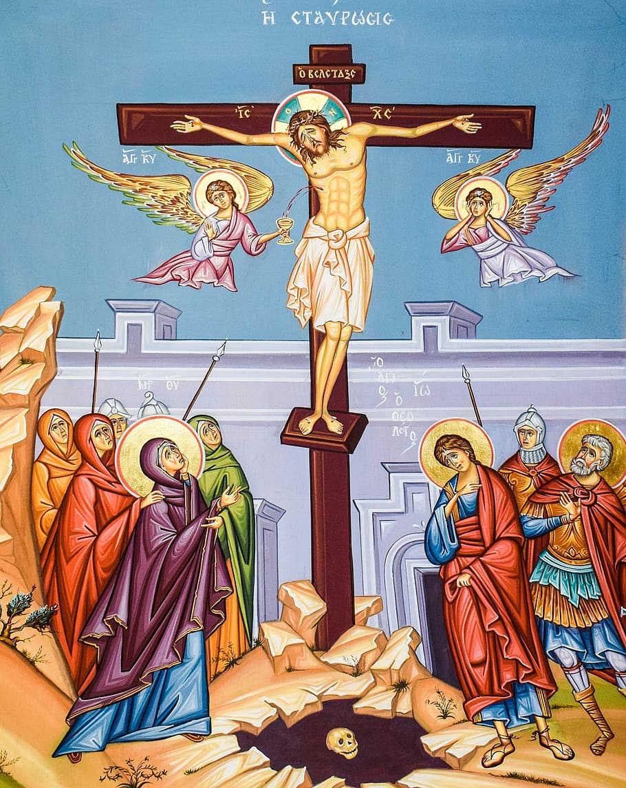 crucifixión, cristo, crucifixión de cristo, iconografía, pintura, iglesia, ortodoxa, religión, cristianismo, chipre