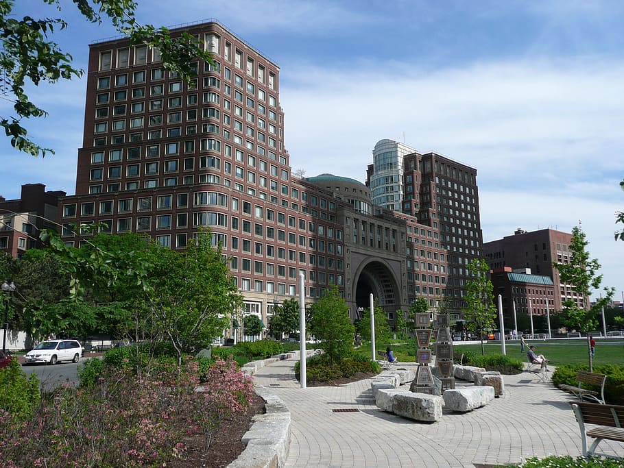Edificio de hormigón marrón, sede del puerto, Boston, Massachusetts, EE.UU., edificio, ciudad, arquitectura, estructura construida, exterior del edificio
