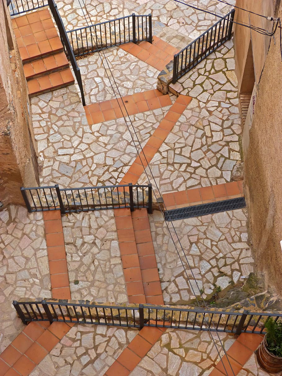 Stairs, Slope, People, Priorat, architecture, vilella baixa, tiled floor, indoors, day, close-up