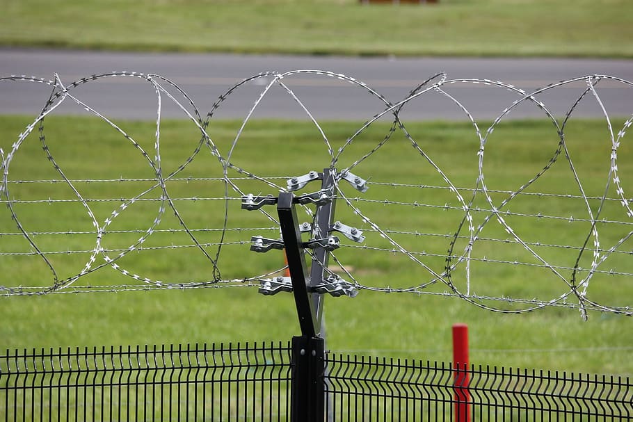 grey barbed wire, Electric Fence, Wire, Security, barbed, barrier, power, safety, voltage, criminal