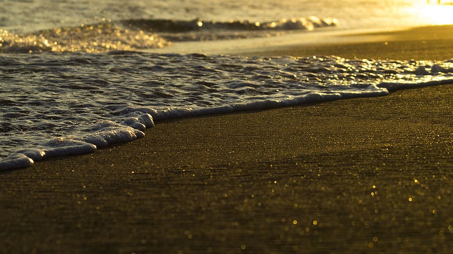모래, 아카풀코, 해변, 황금의, 여행, 열대의, 여름, 연안, 물, 편하게하다