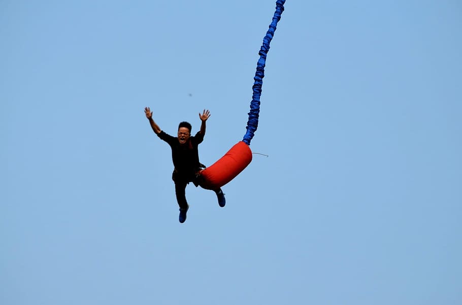 person, bungee jump activity, Sports, Bungee Jumping, bungee, jump, danger, falling, fall, sky dive